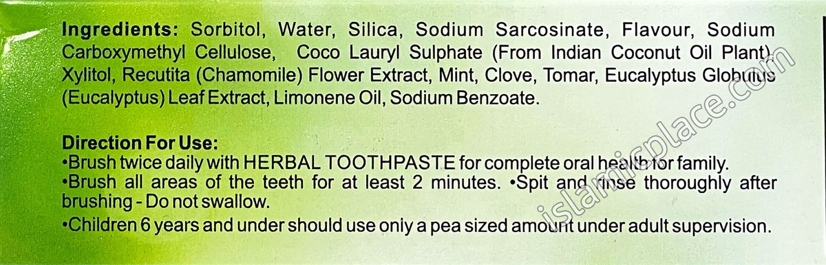 Herbal Toothpaste (Vegetable Base with Eucalyptus, Chamomile, Limonene) 6.5 oz - Ninon