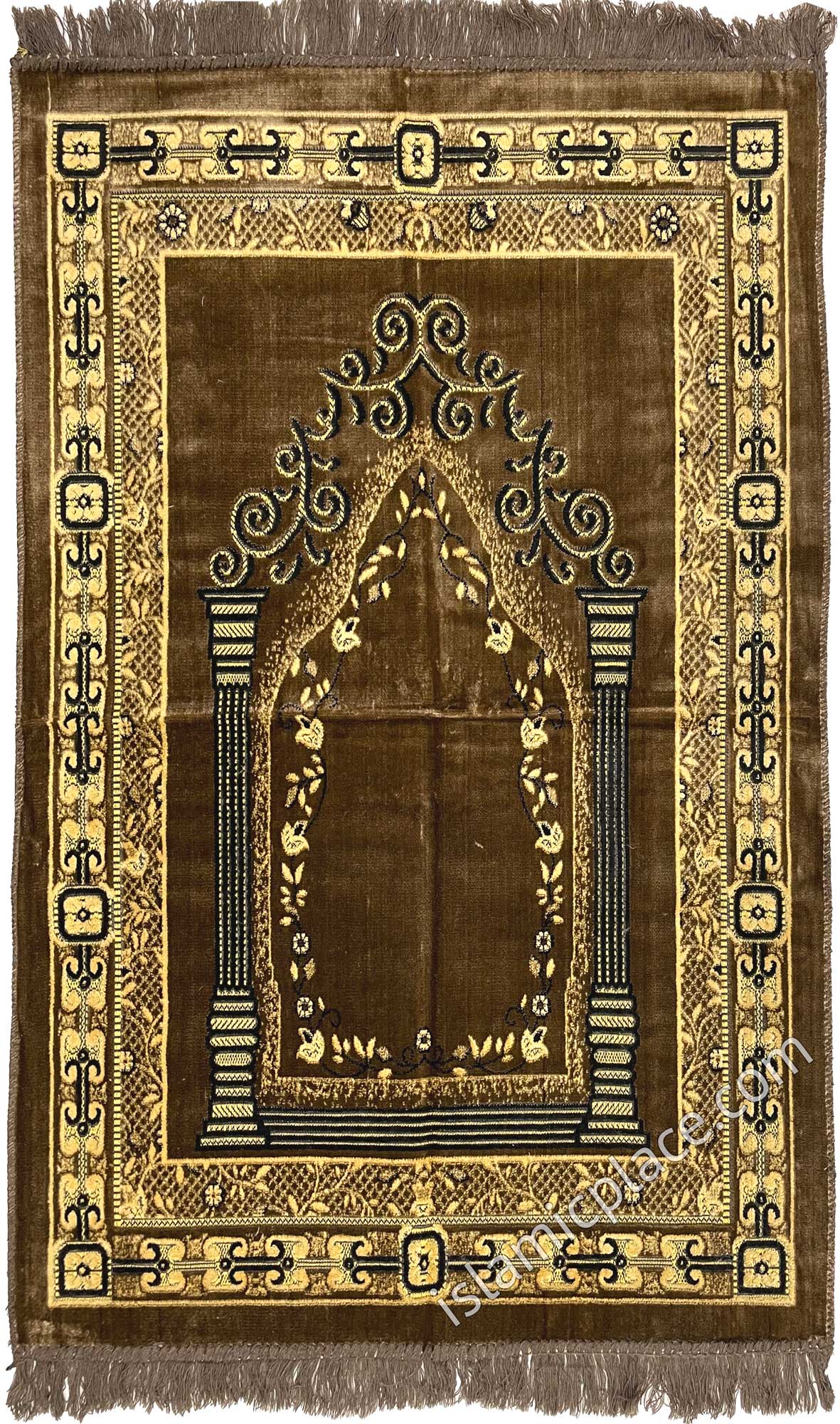 Taupe Prayer Rug With Roman Mihrab (Big &amp; Tall size)