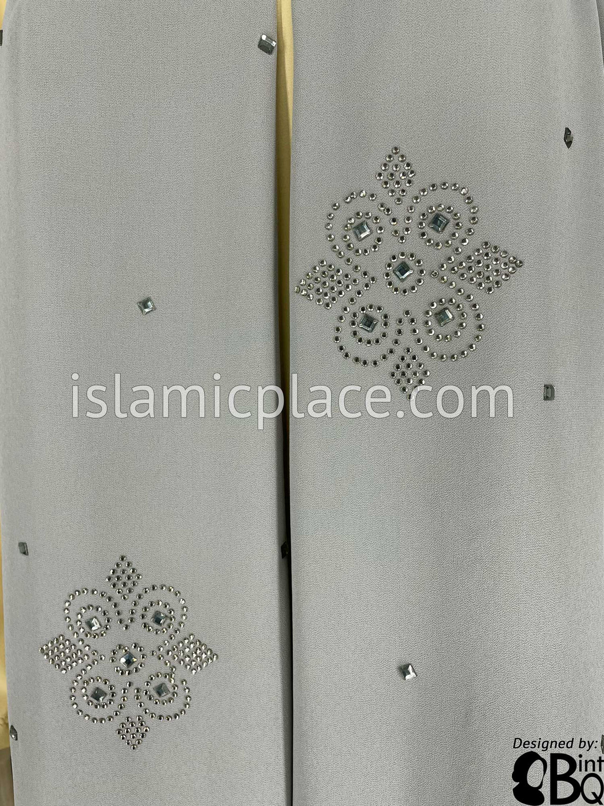 Gray with Silver Stones in Design 125 - Georgette Chiffon Shayla Long Rectangle Hijab 30"x70"