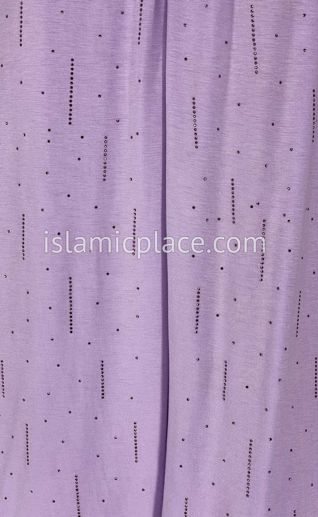 Lavender with Violet-Mauve Stones in Design 95 - Jersey Shayla Long Rectangle Hijab 30"x70"