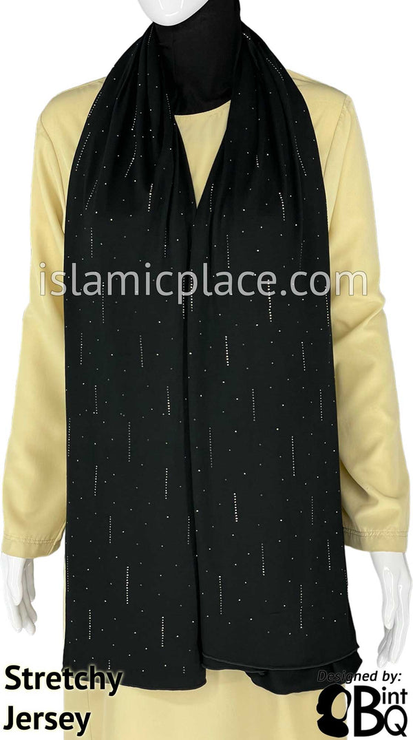 Black with Antique Stones in Design 95 - Jersey Shayla Long