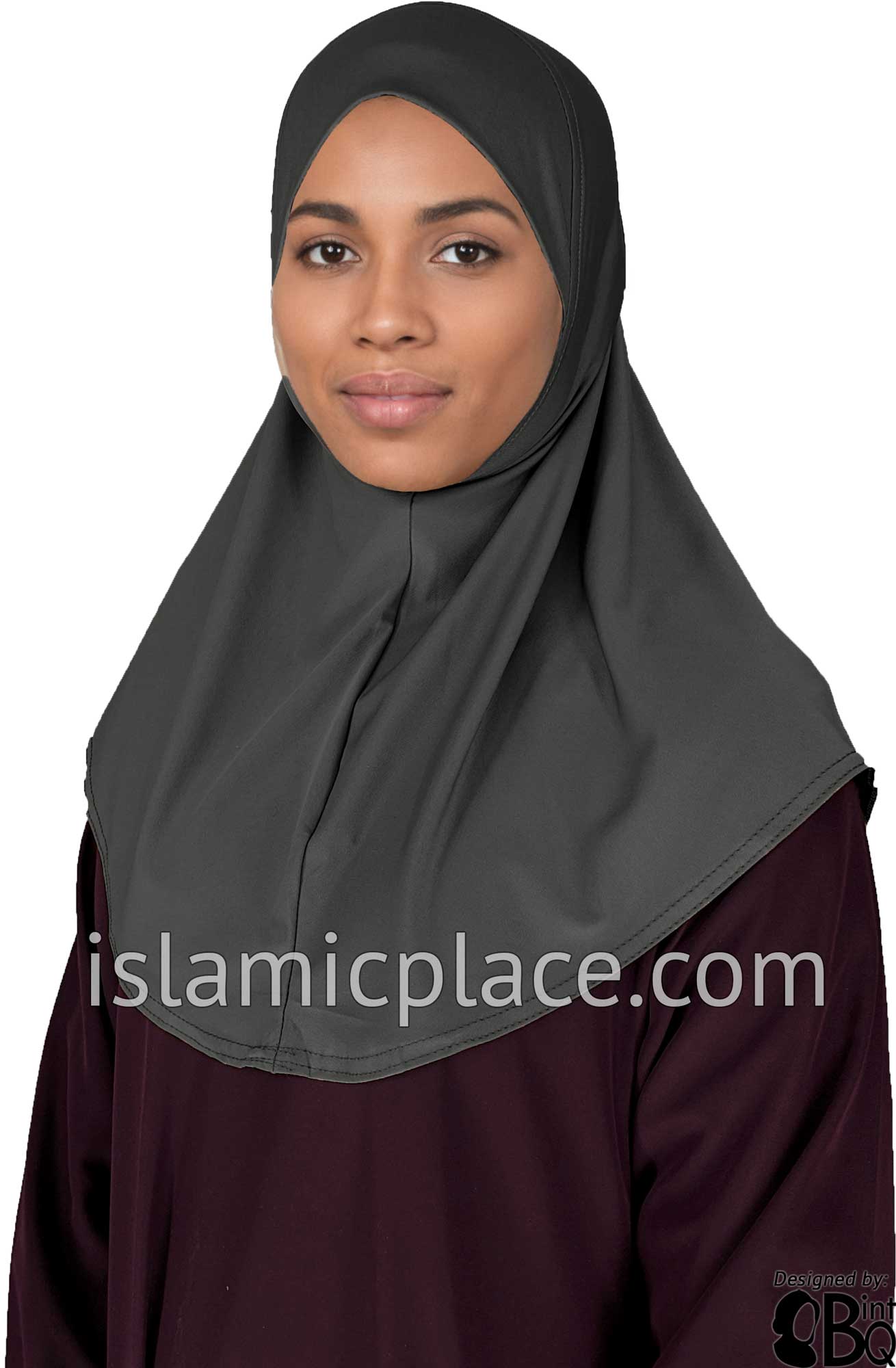 Charcoal Gray - Luxurious Lycra Hijab Al-Amira - Teen to Adult (Large) 1-piece style