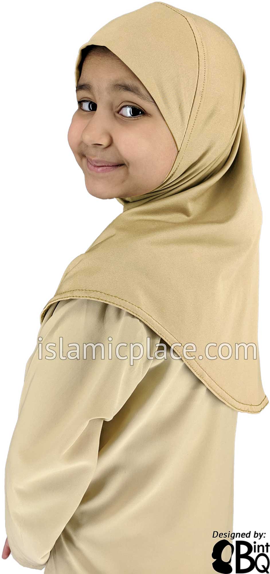 Beige - Luxurious Lycra Hijab Al-Amira - Girl size 1-piece style