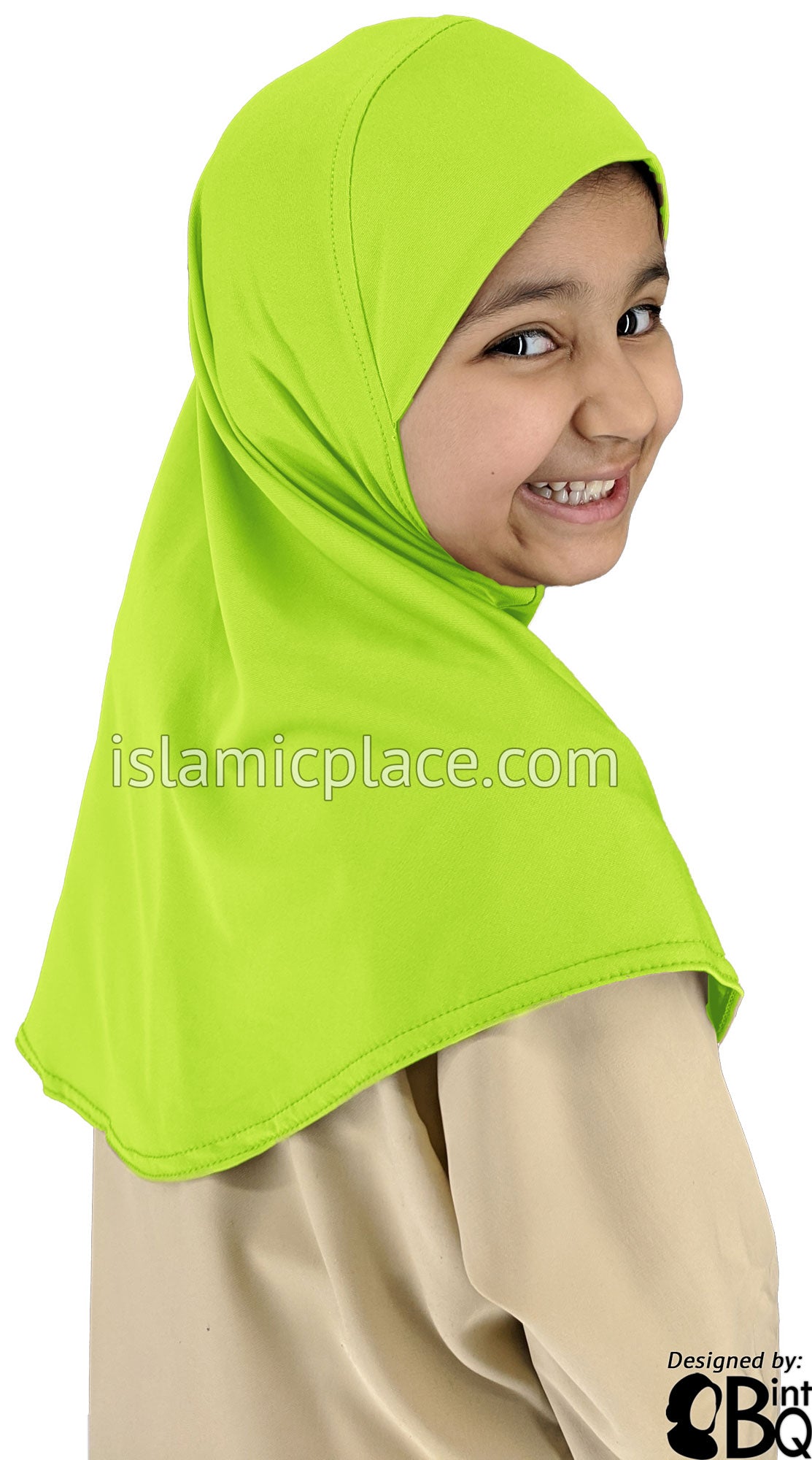 Neon Green - Luxurious Lycra Hijab Al-Amira - Girl size 1-piece style