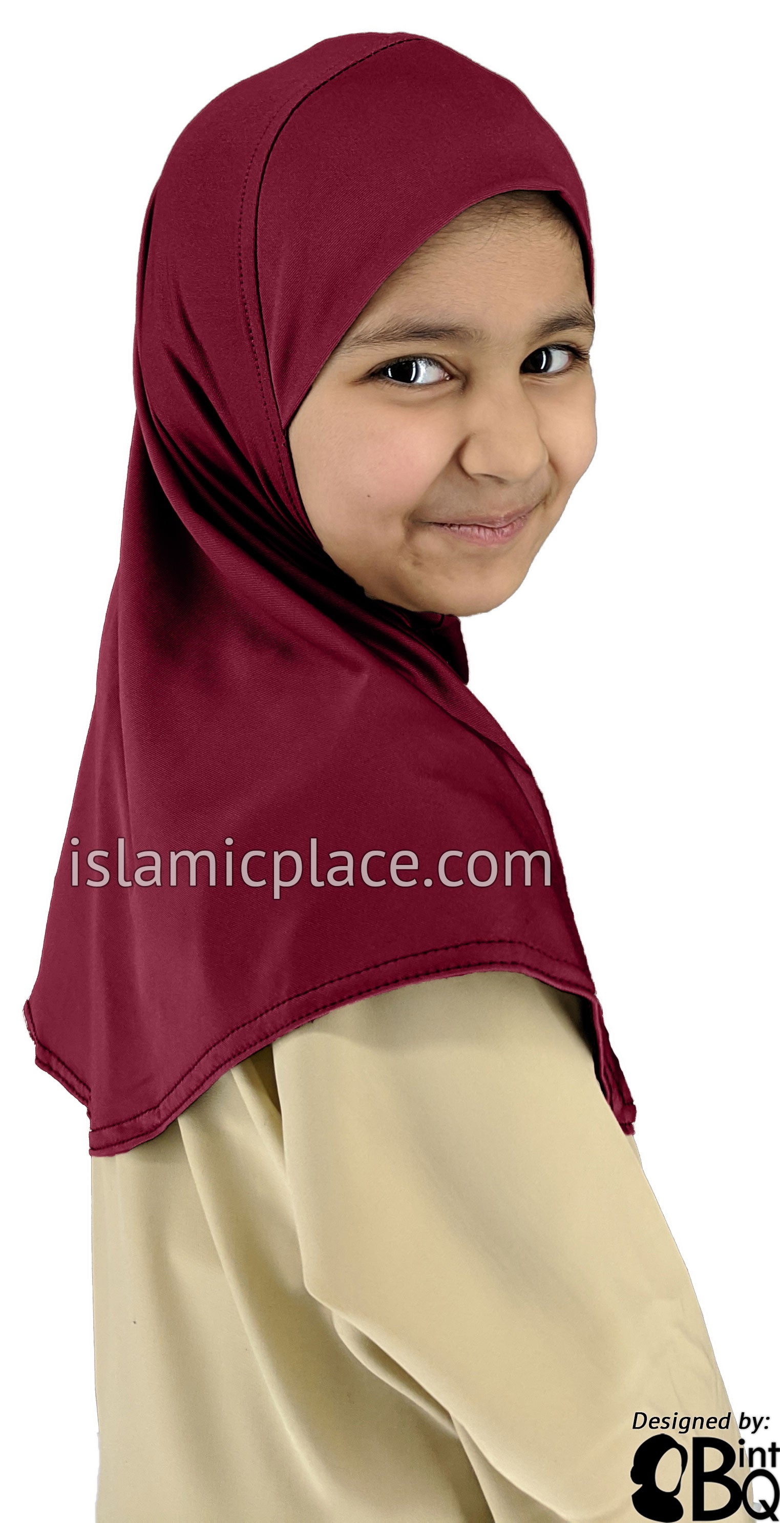 Light Burgundy - Luxurious Lycra Hijab Al-Amira - Girl size 1-piece style