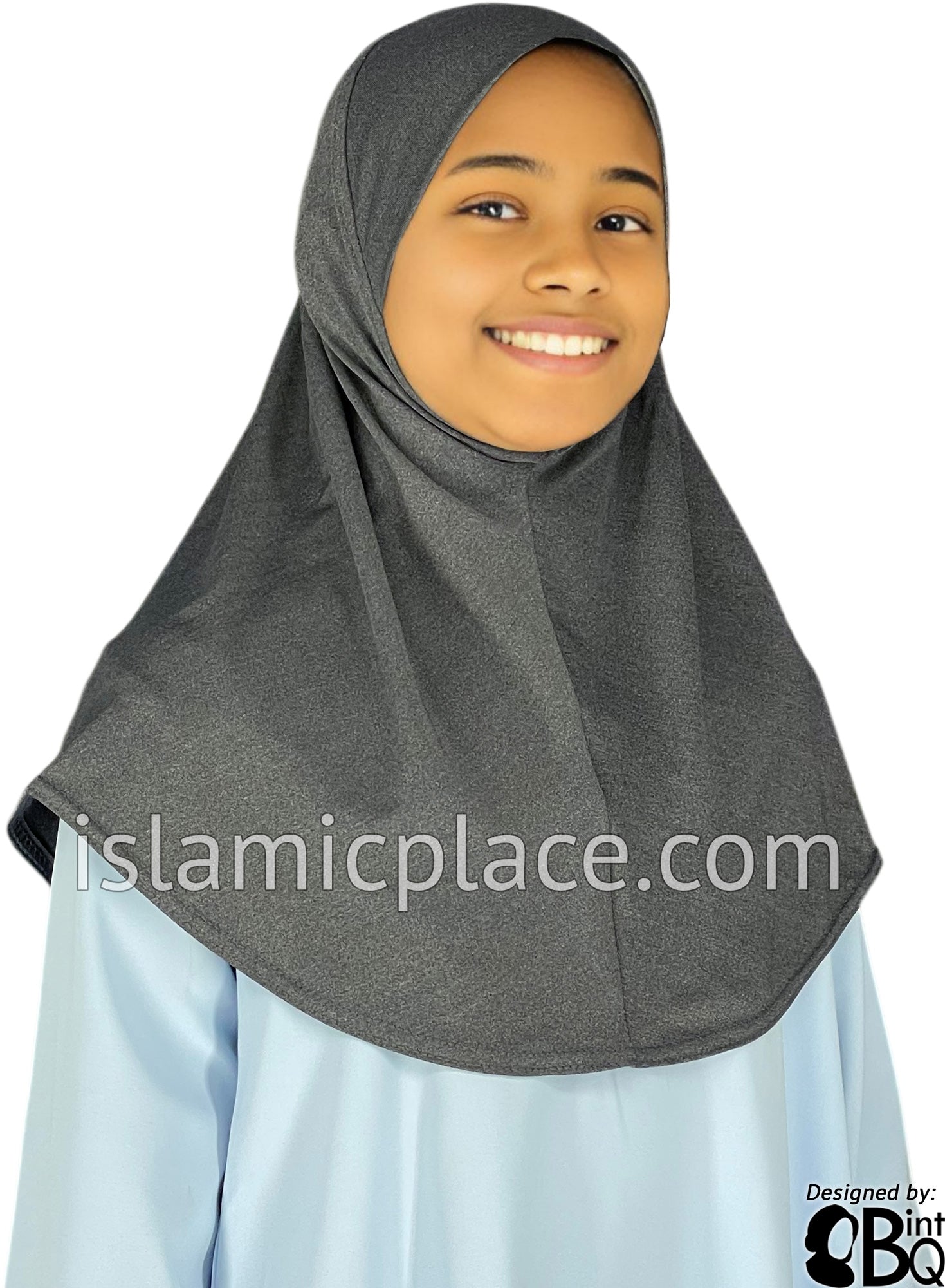 Heather Gray - Luxurious Lycra Hijab Al-Amira - Girl size 1-piece style