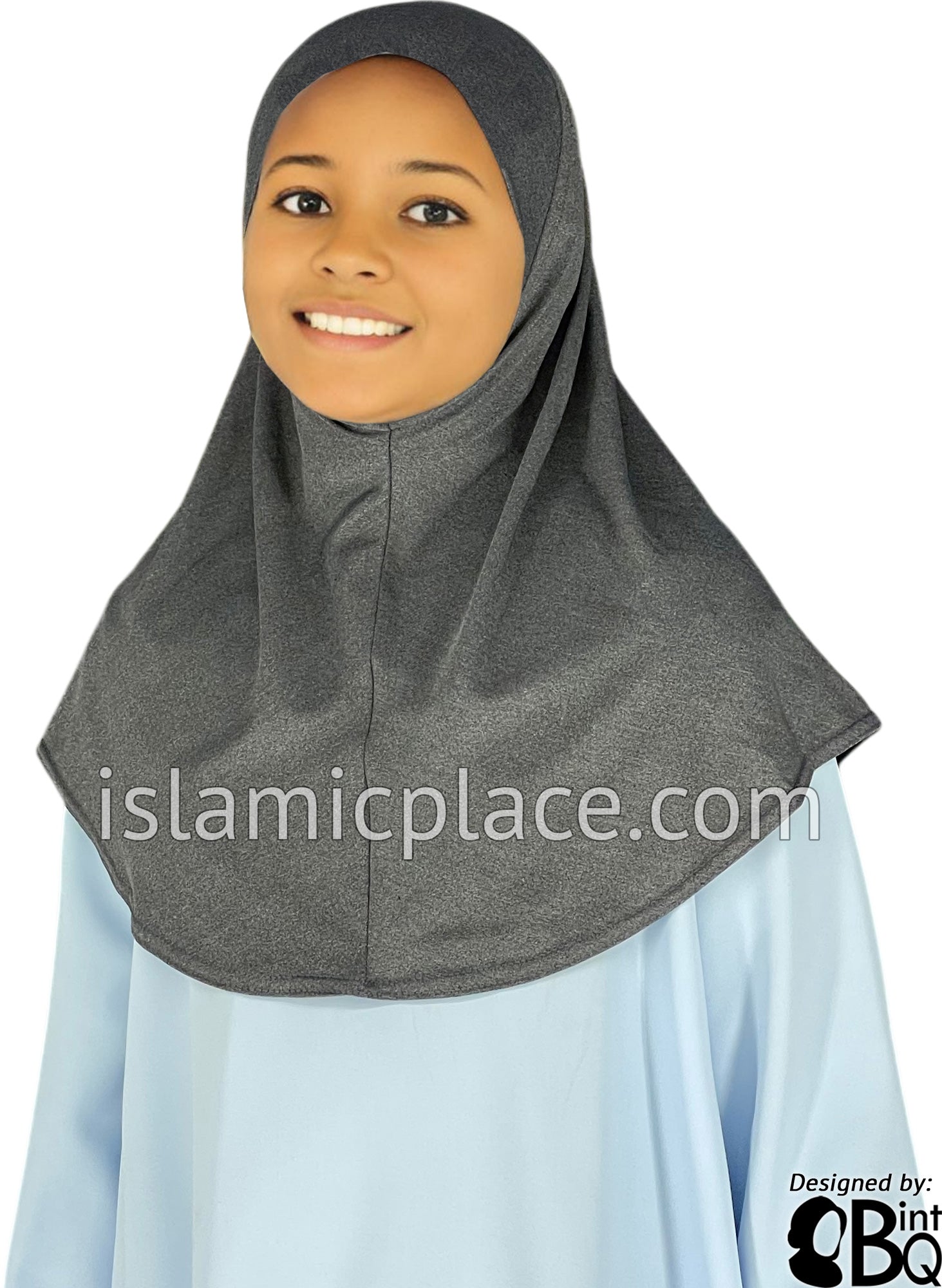 Heather Gray - Luxurious Lycra Hijab Al-Amira - Girl size 1-piece style