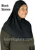 Black-Black - Luxurious Lycra Hijab Al-Amira with Black Rhinestones Teen to Adult (Large)
