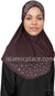Brown Berry - Luxurious Lycra Hijab Al-Amira with Silver Rhinestones Teen to Adult (Large)