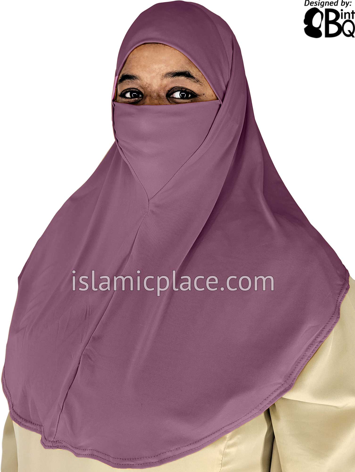 Light Plum - Plain Teen to Adult (Large) Hijab Al-Amira with Built-in Niqab