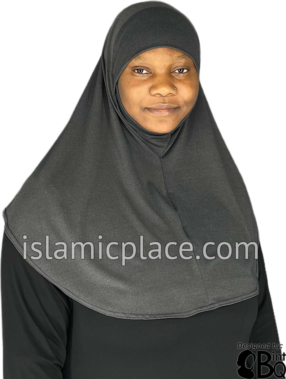 Heather Gray - Plain Teen to Adult (Large) Hijab Al-Amira with Built-in Niqab