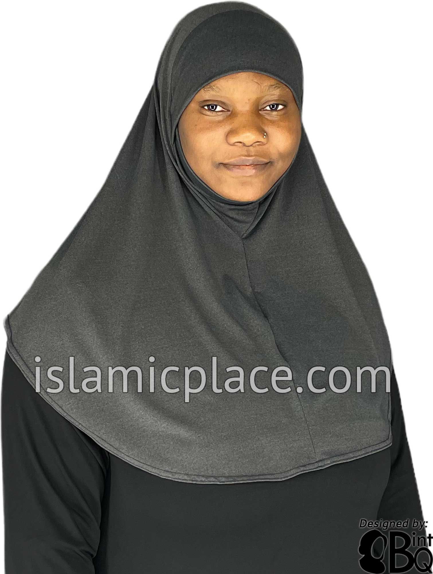 Heather Gray - Plain Teen to Adult (Large) Hijab Al-Amira with Built-in Niqab