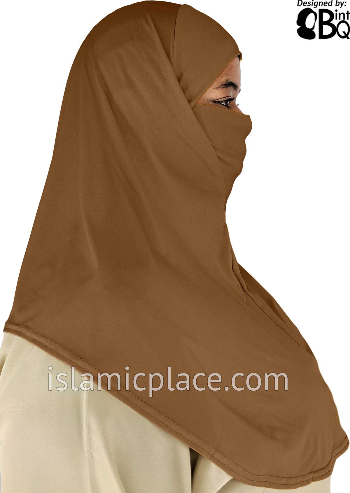 Hazelnut - Plain Teen to Adult (Large) Hijab Al-Amira with Built-in Niqab