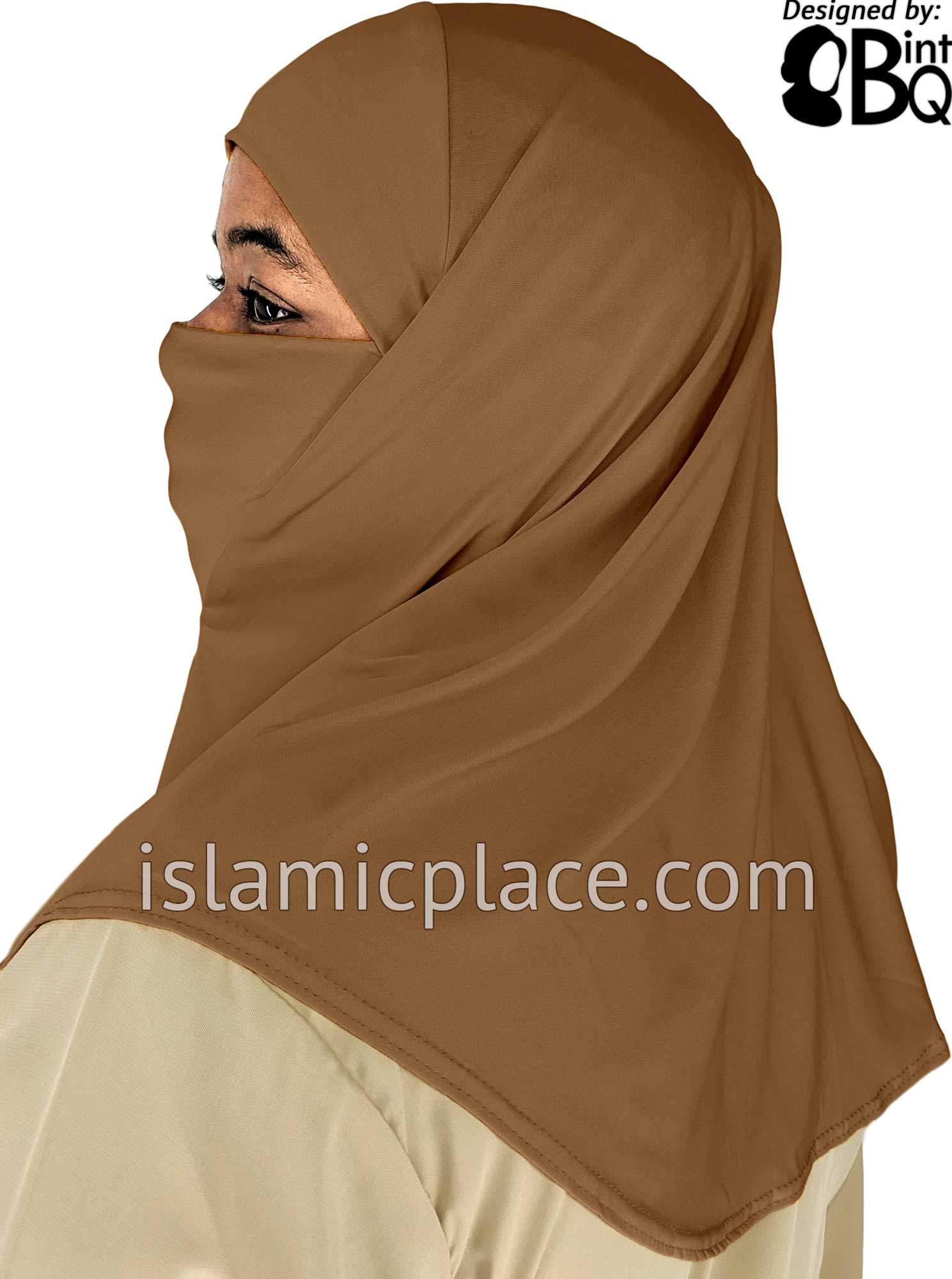Hazelnut - Plain Teen to Adult (Large) Hijab Al-Amira with Built-in Niqab