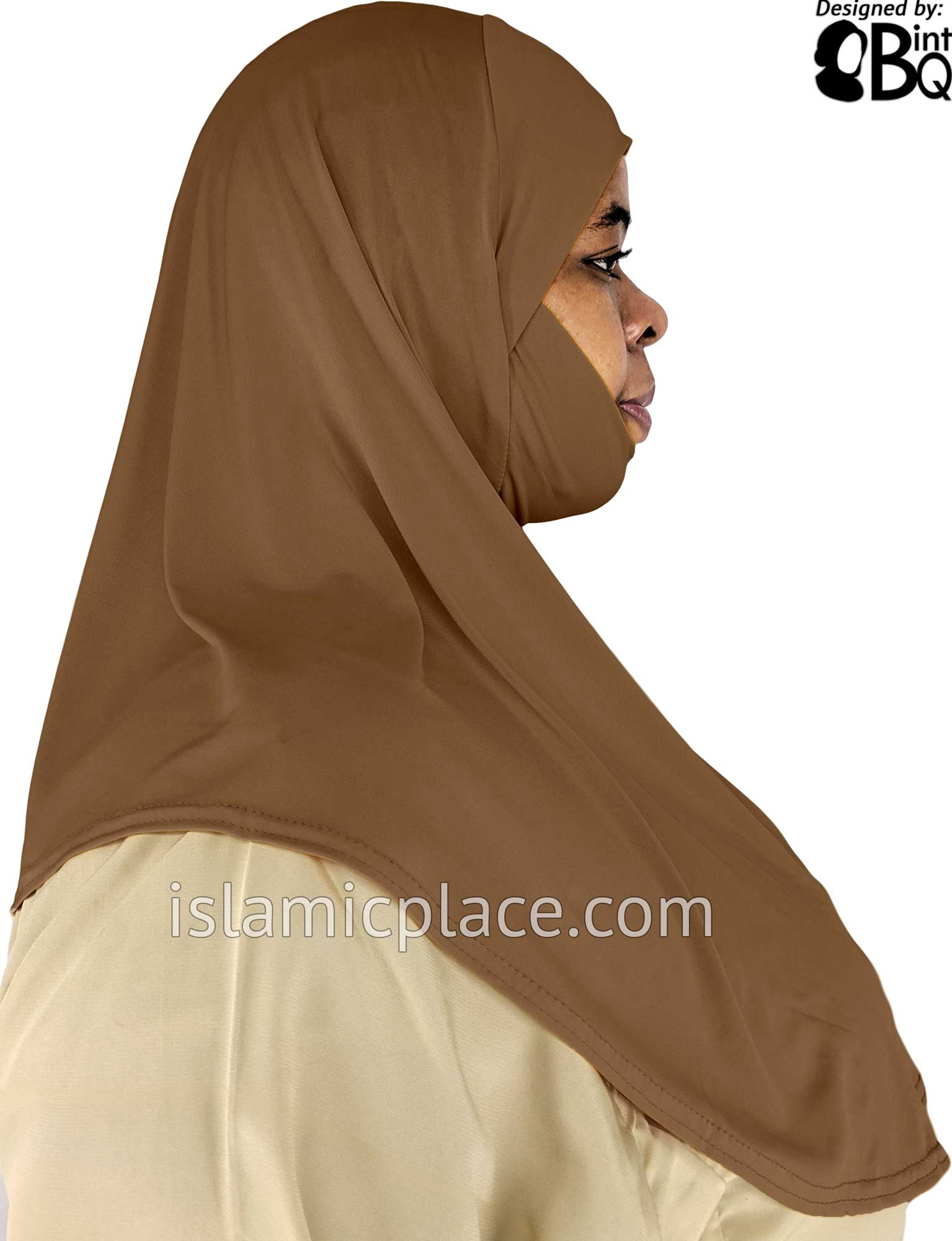 Hazelnut - Plain Teen to Adult (Large) Hijab Al-Amira with Built-in Niqab