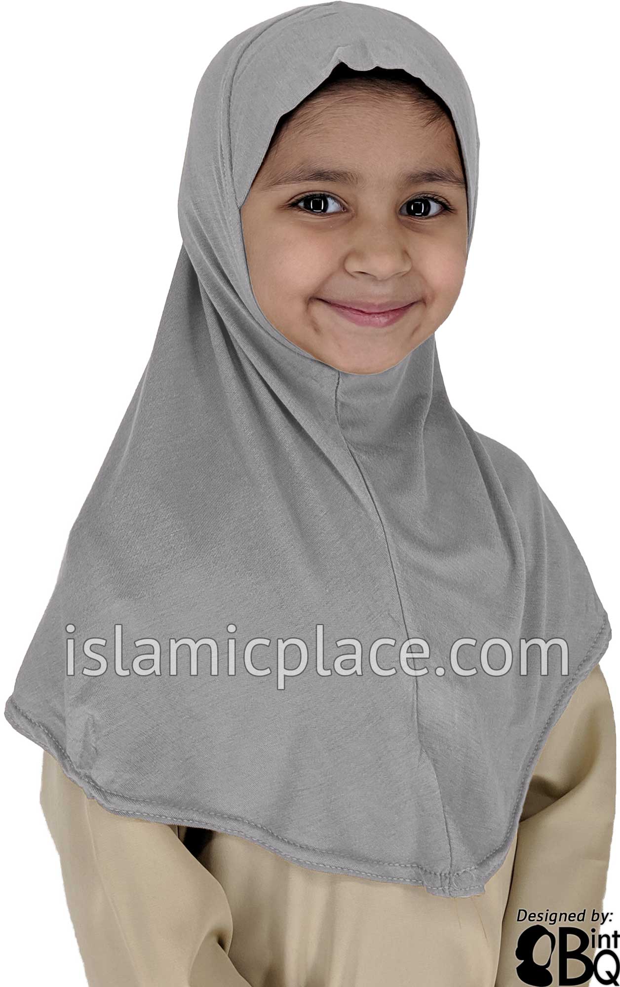 Silver Gray - Plain Girl size (1-piece) Hijab Al-Amira
