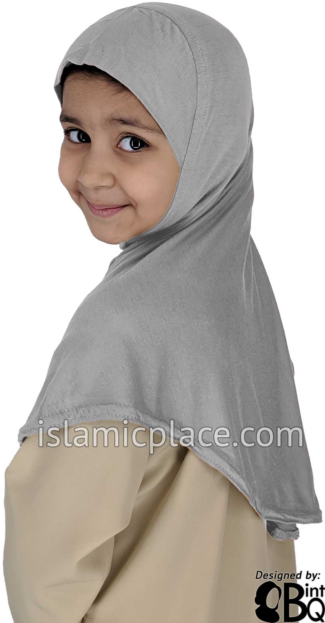 Silver Gray - Plain Girl size (1-piece) Hijab Al-Amira