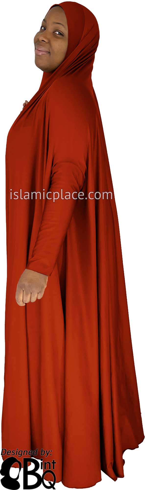 Rust - Plain Overhead Abaya with Cuffs
