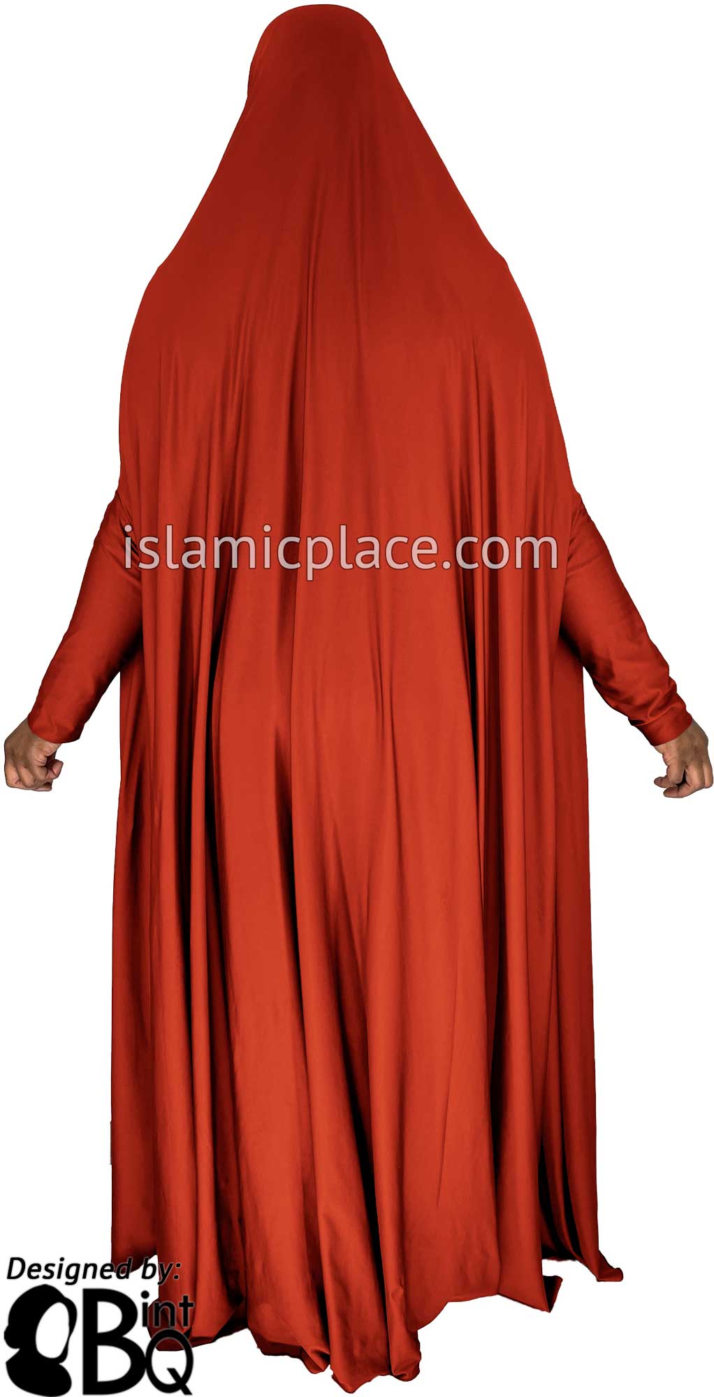 Rust - Plain Overhead Abaya with Cuffs