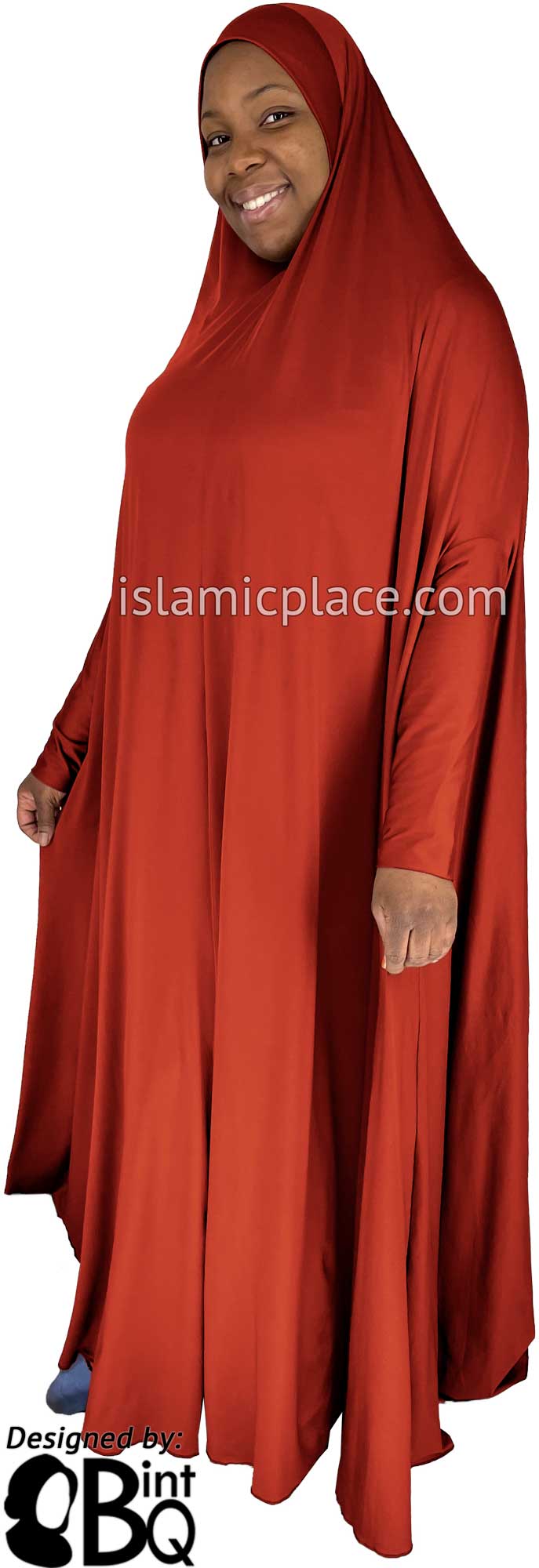 Rust - Plain Overhead Abaya with Cuffs