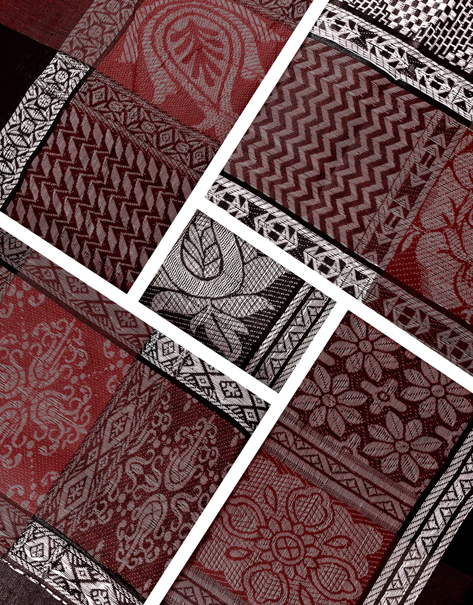 Black, White and Burgundy - Wali Collection Men Scarf Kifaya