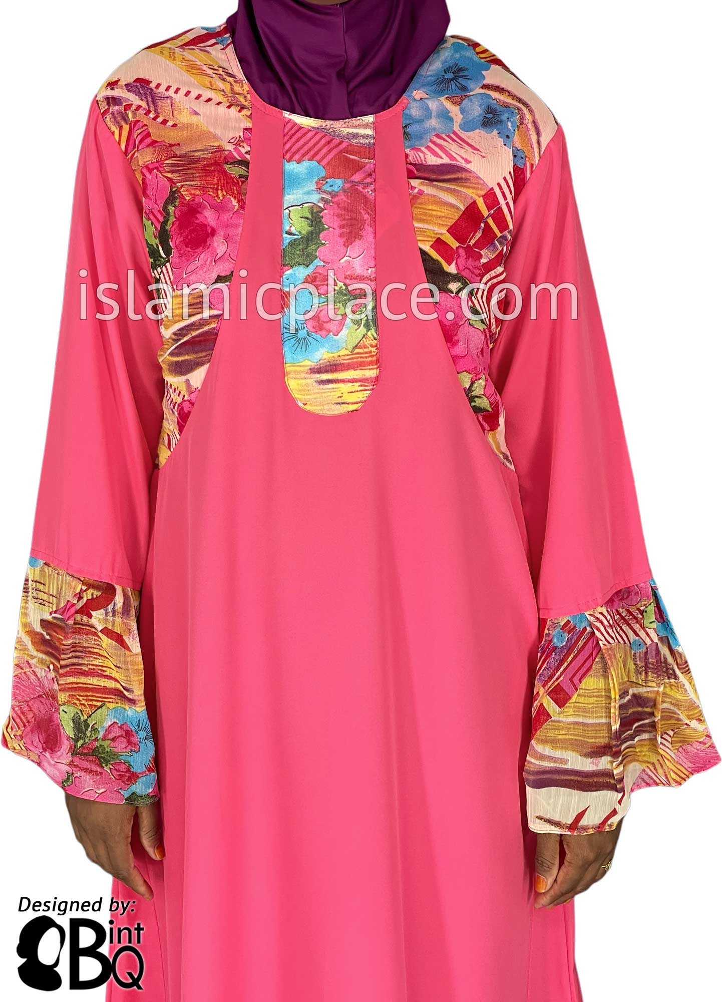 Fuchsia Pink - Zanoobia Stylish Abaya with Print Accenting by BintQ - S14
