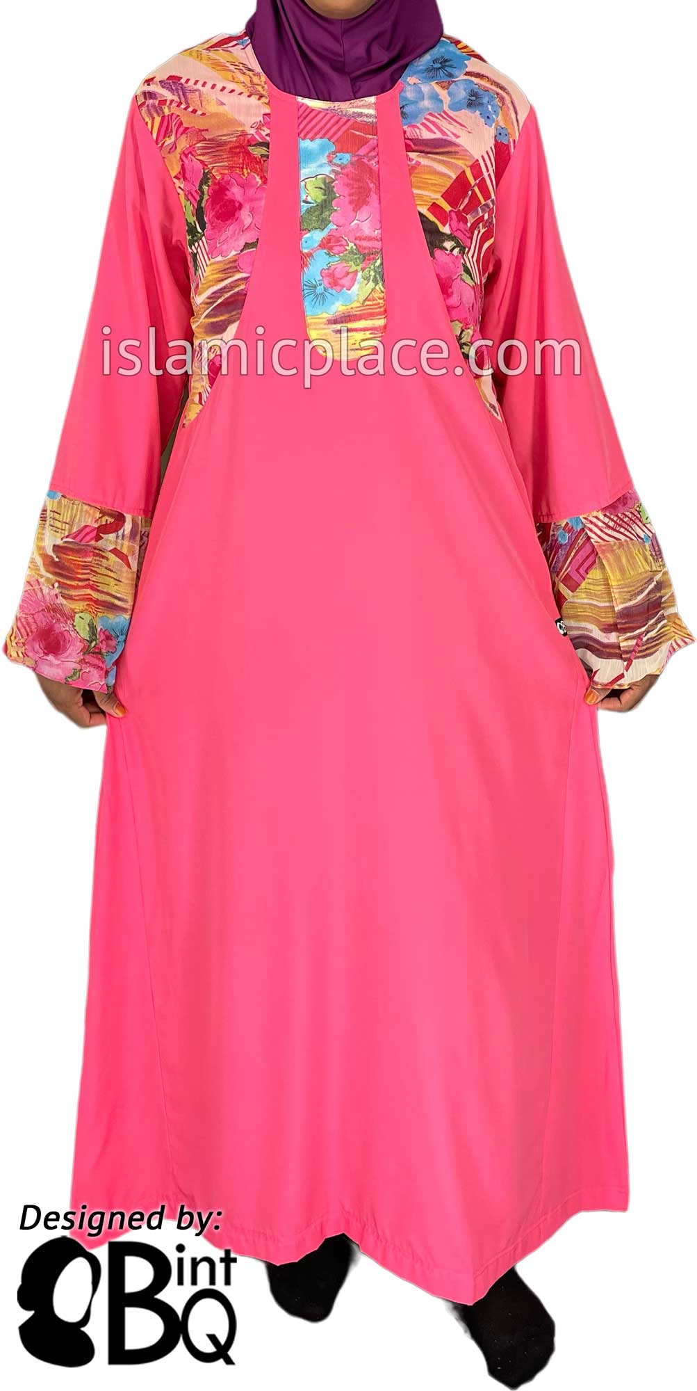 Fuchsia Pink - Zanoobia Stylish Abaya with Print Accenting by BintQ - S14