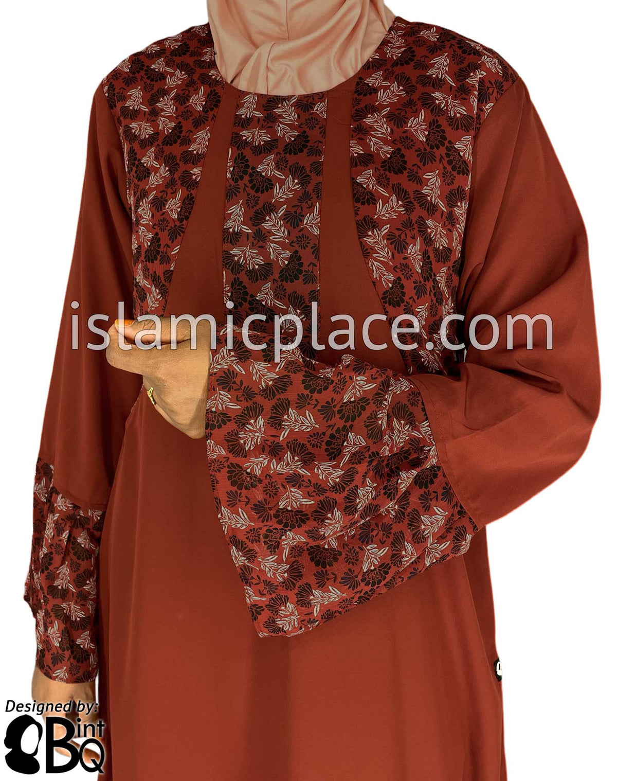 Rust - Zanoobia Stylish Abaya with Print Accenting by BintQ - S14