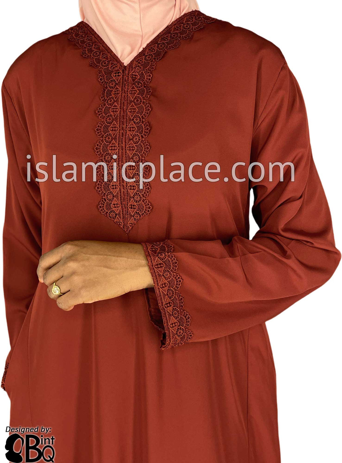 Rust - Laila with Lace Style Abaya by BintQ - S6