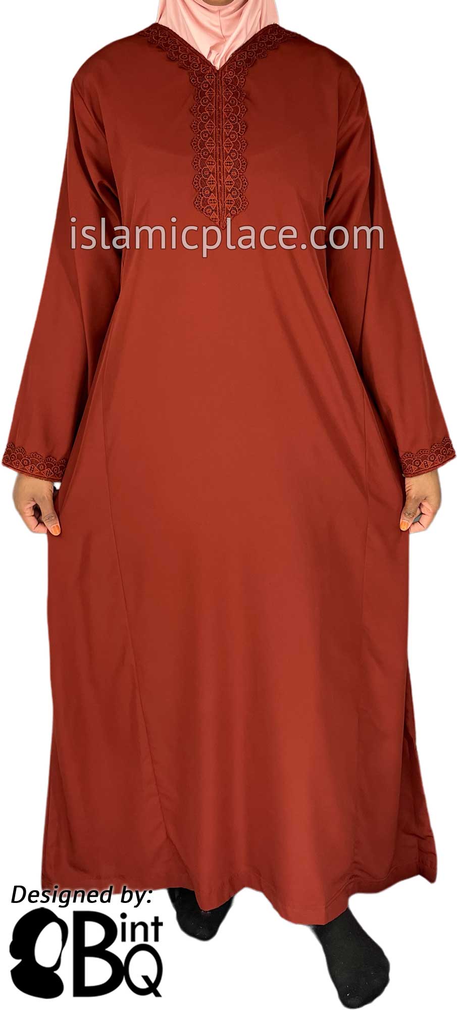 Rust - Laila with Lace Style Abaya by BintQ - S6