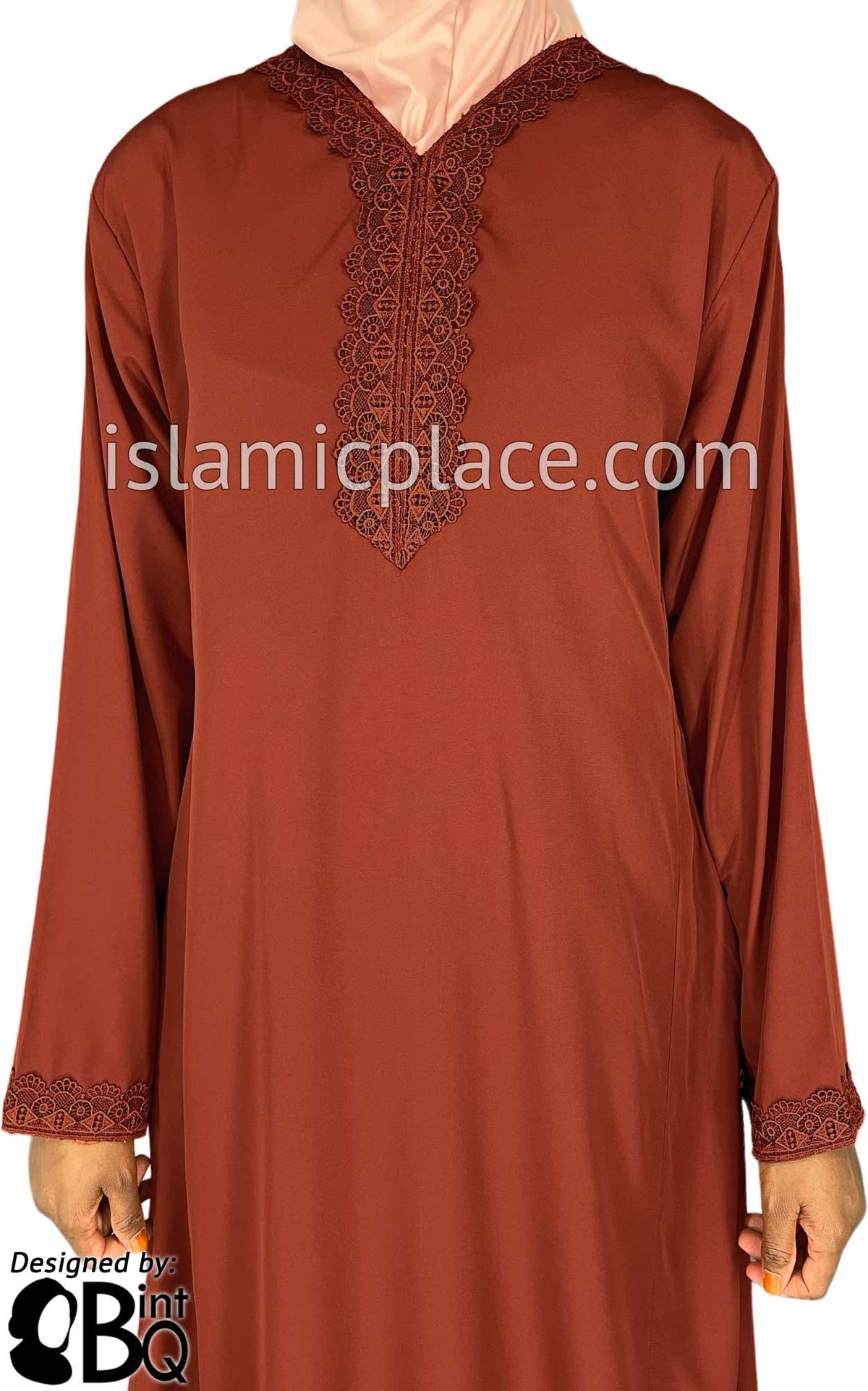 Rust - Laila with Lace Style Abaya by BintQ - S6