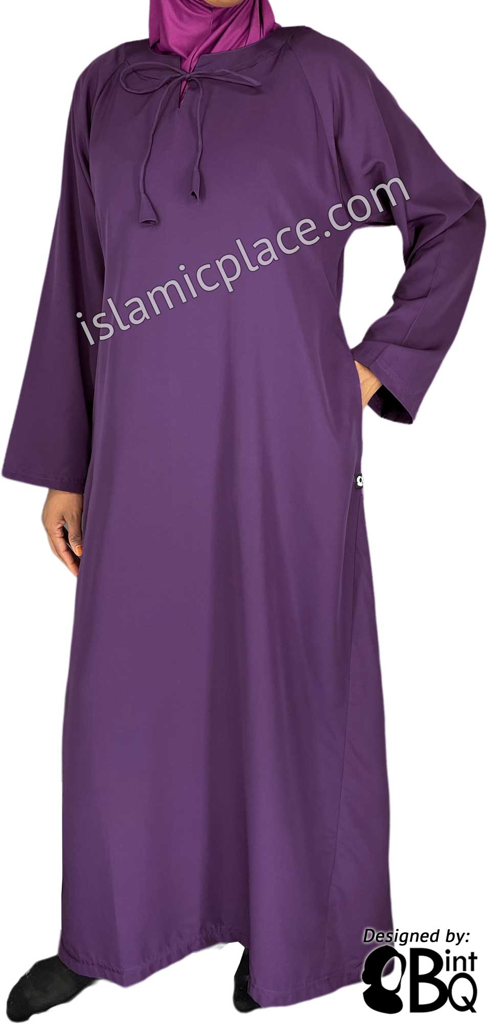 Purple - Sadia Stylish Abaya with Neckline String by BintQ - S16