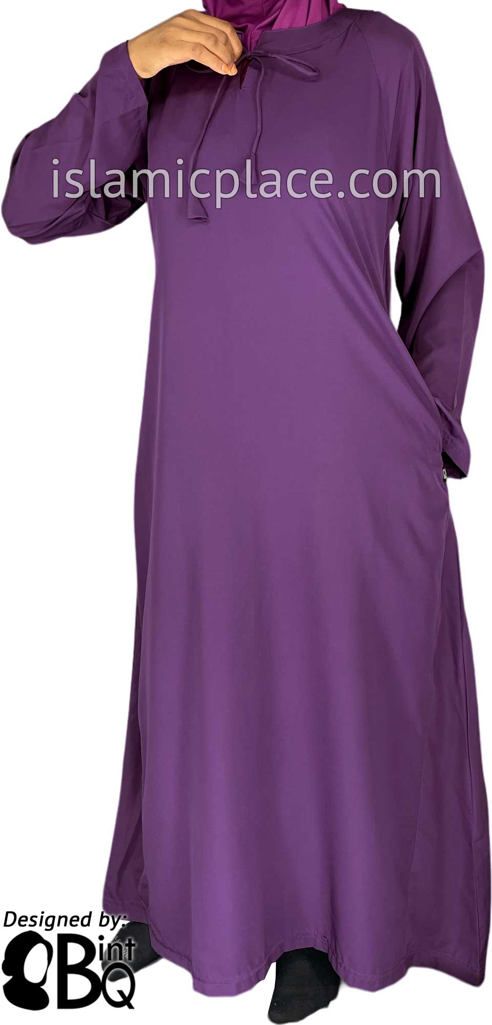 Purple - Sadia Stylish Abaya with Neckline String by BintQ - S16