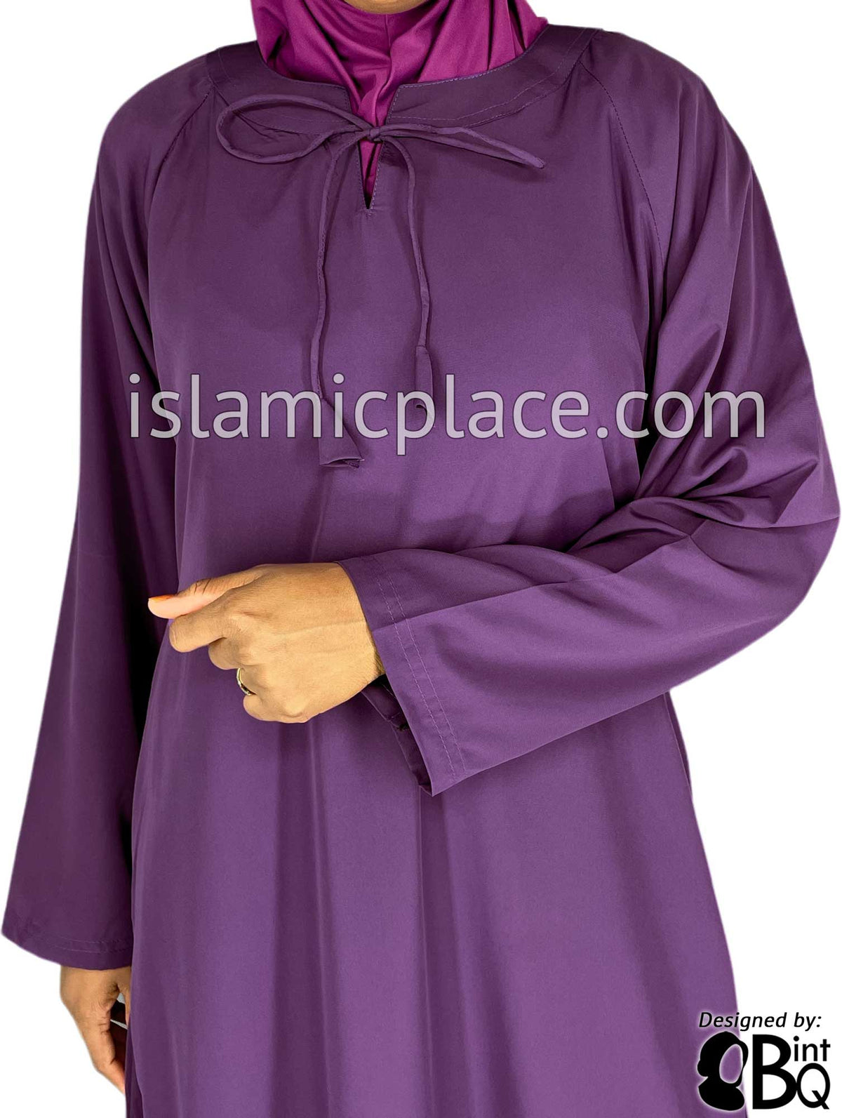 Purple - Sadia Stylish Abaya with Neckline String by BintQ - S16