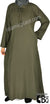 Dark Olive Green - Sadia Stylish Abaya with Neckline String by BintQ - S16