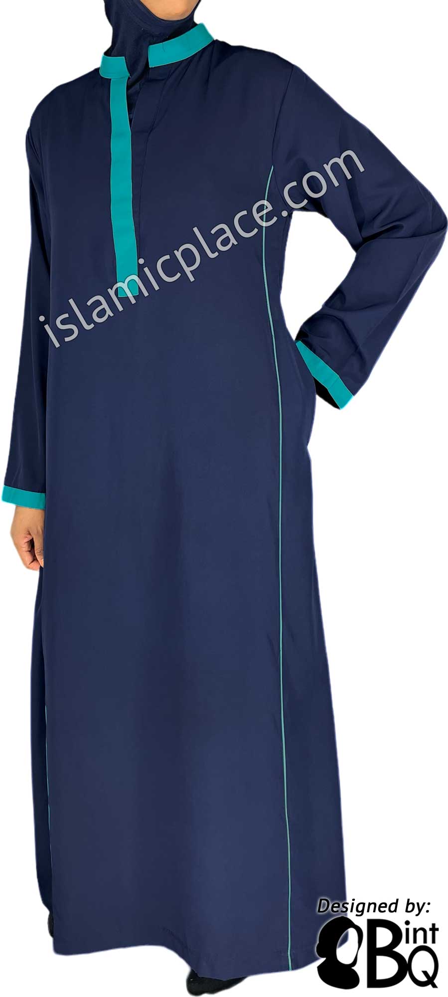 Navy Blue - Farzana Stylish V-Neck Abaya by BintQ - S12