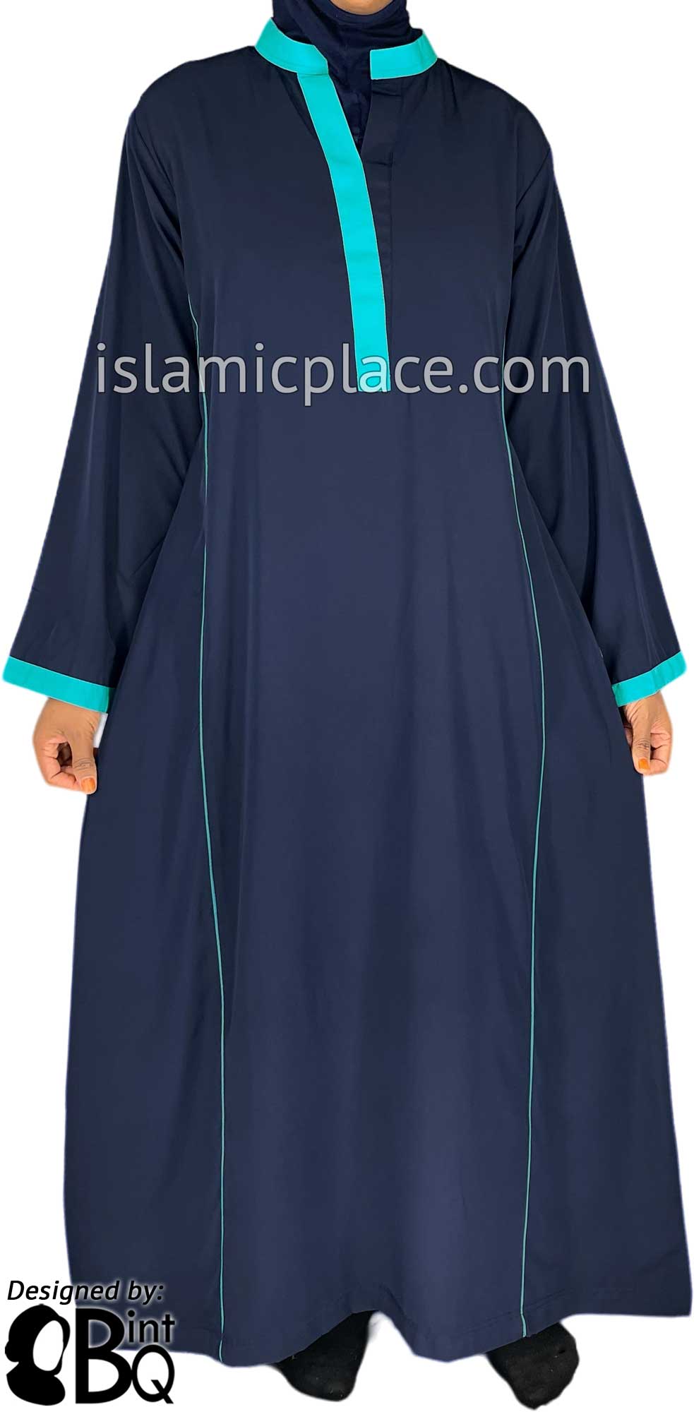 Navy Blue - Farzana Stylish V-Neck Abaya by BintQ - S12