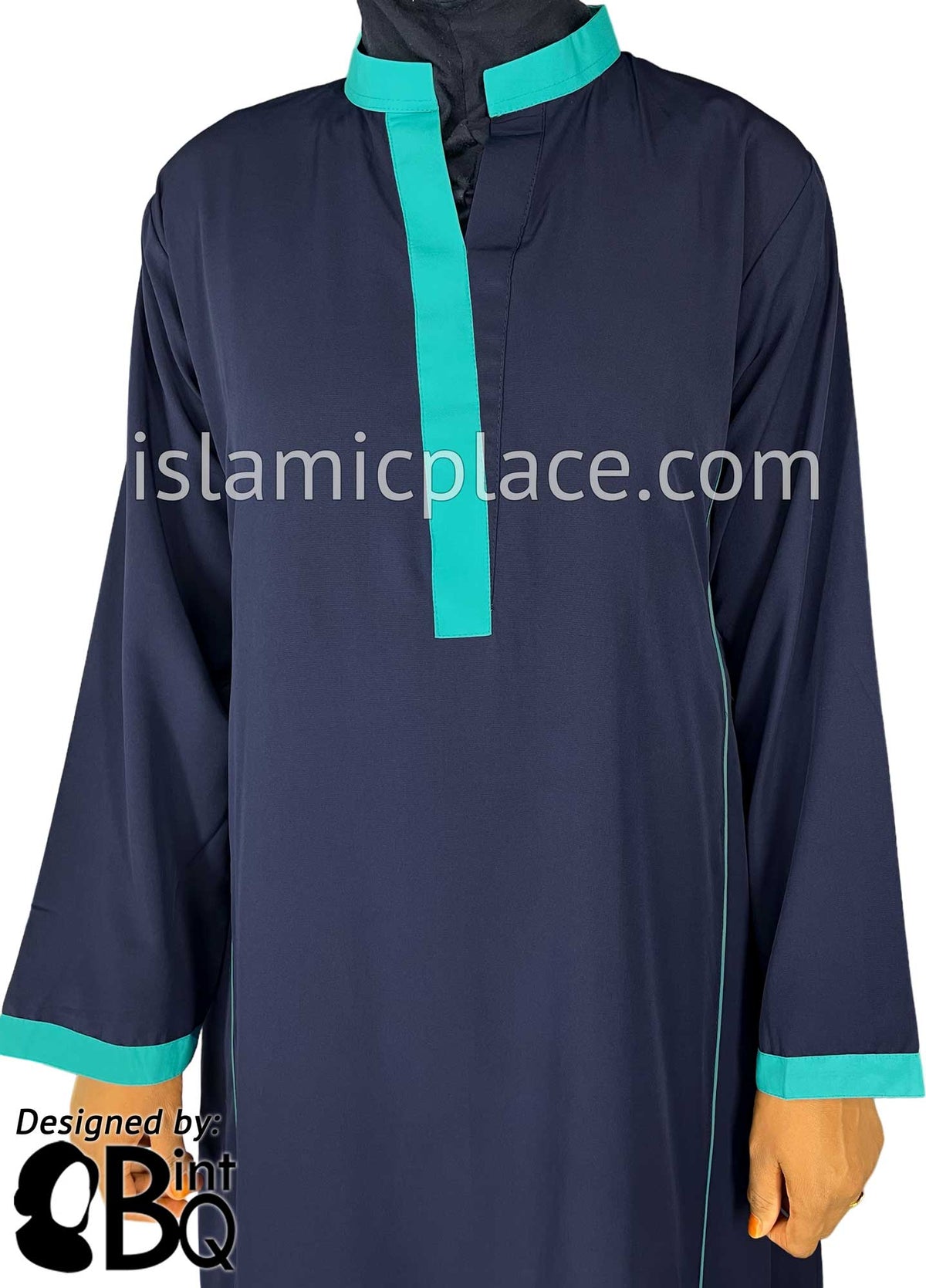 Navy Blue - Farzana Stylish V-Neck Abaya by BintQ - S12