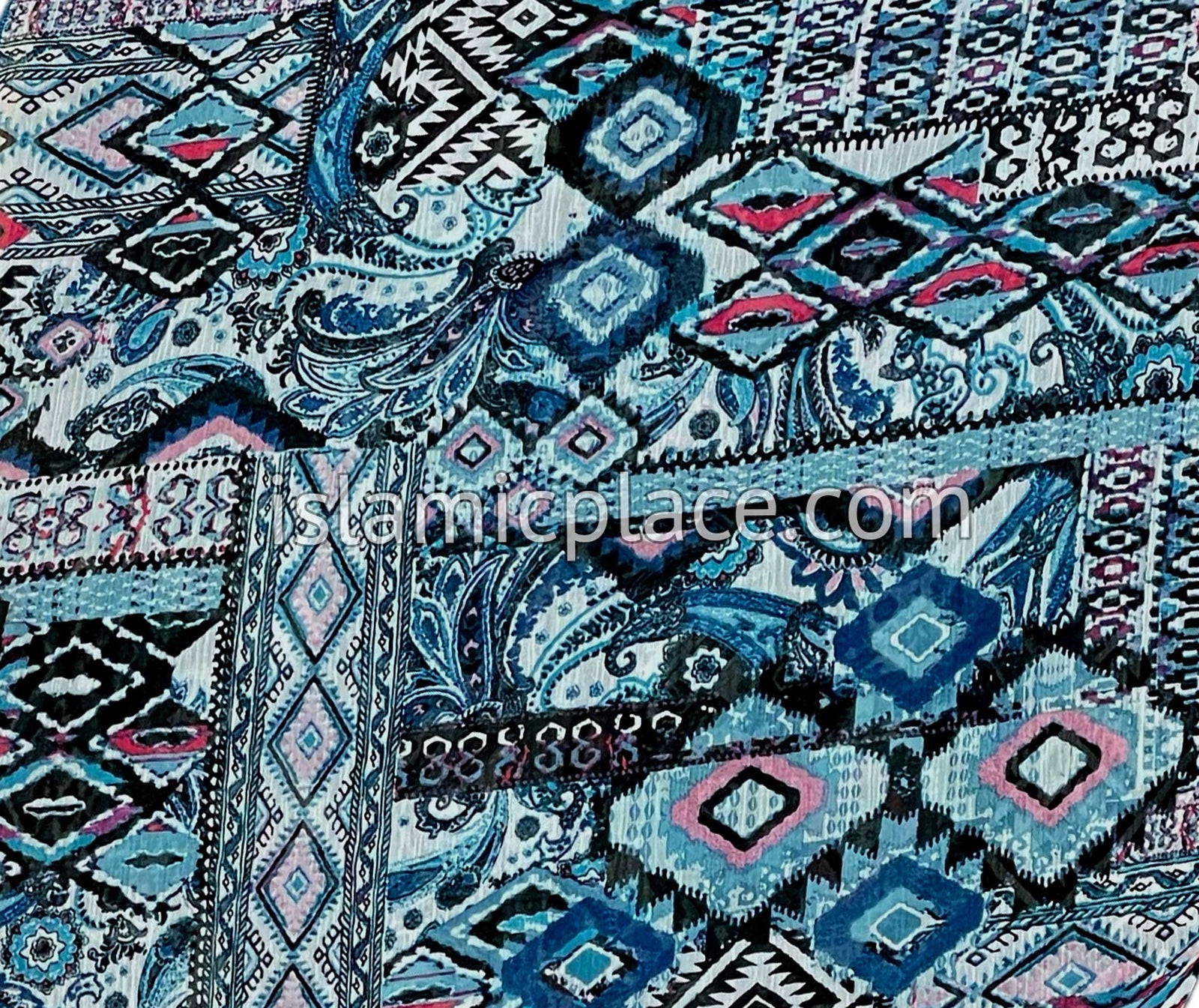 Shades on Blue, Pink and Black Aztec Art Design - 45" Square Printed Khimar
