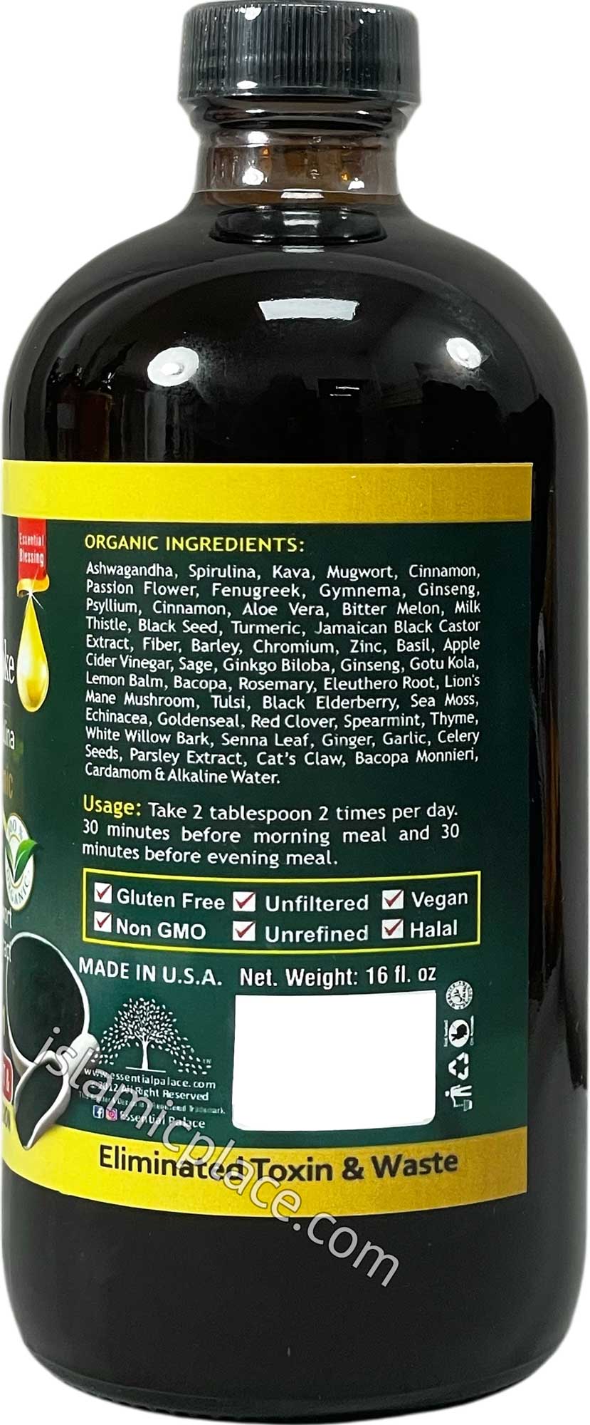 Botanical Anxiety & Stroke - Ashwagandha, Spirulina Balance Care Tonic with Kava, Sage, Mugwort & Passion Flower Extract 16 oz
