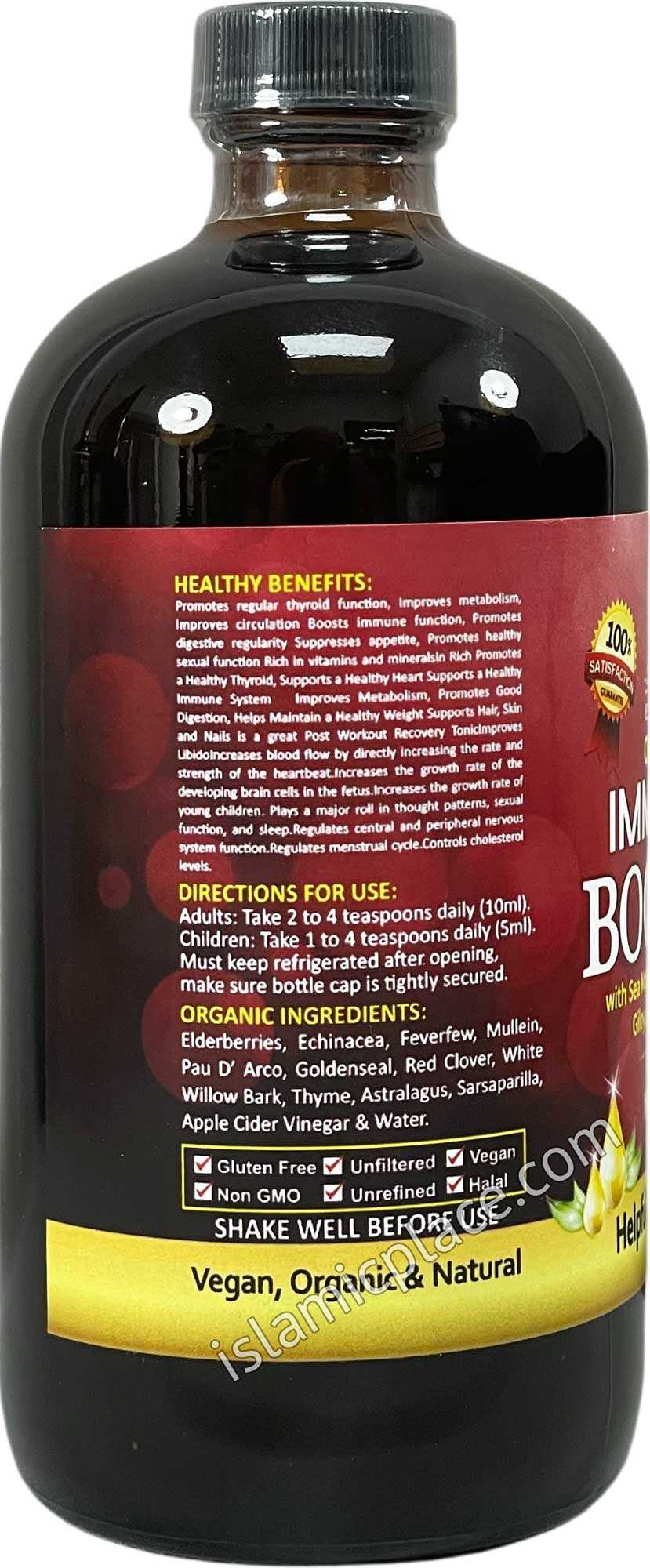 Organic Immunity Booster with Sea Moss Gel, Aloe Vera, Astragalus, Giloy, Angelica Root Extracts 16 oz