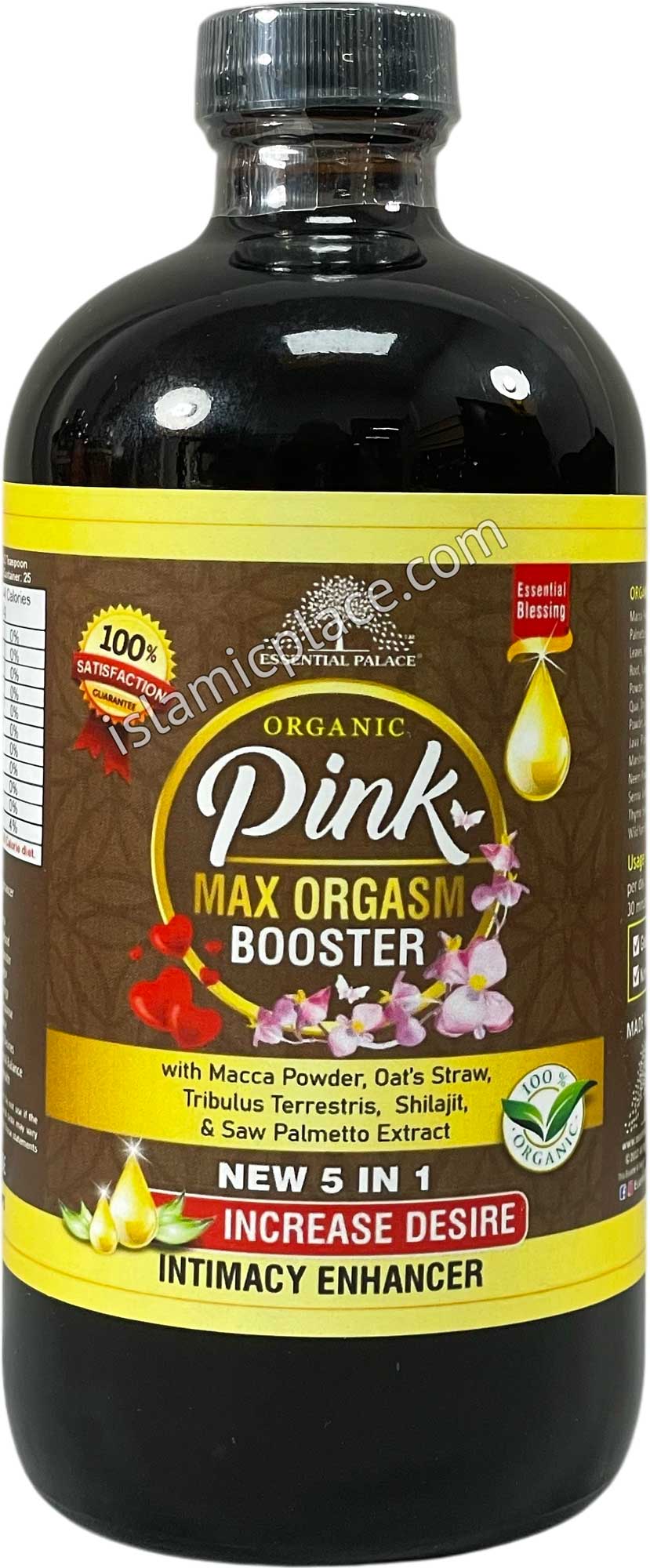 Organic Pink Max Orgasm Booster with Macca Powder, Oat's Straw, Tribulus Terrestris, Shilajit & Saw Palmetto Extract 16 oz