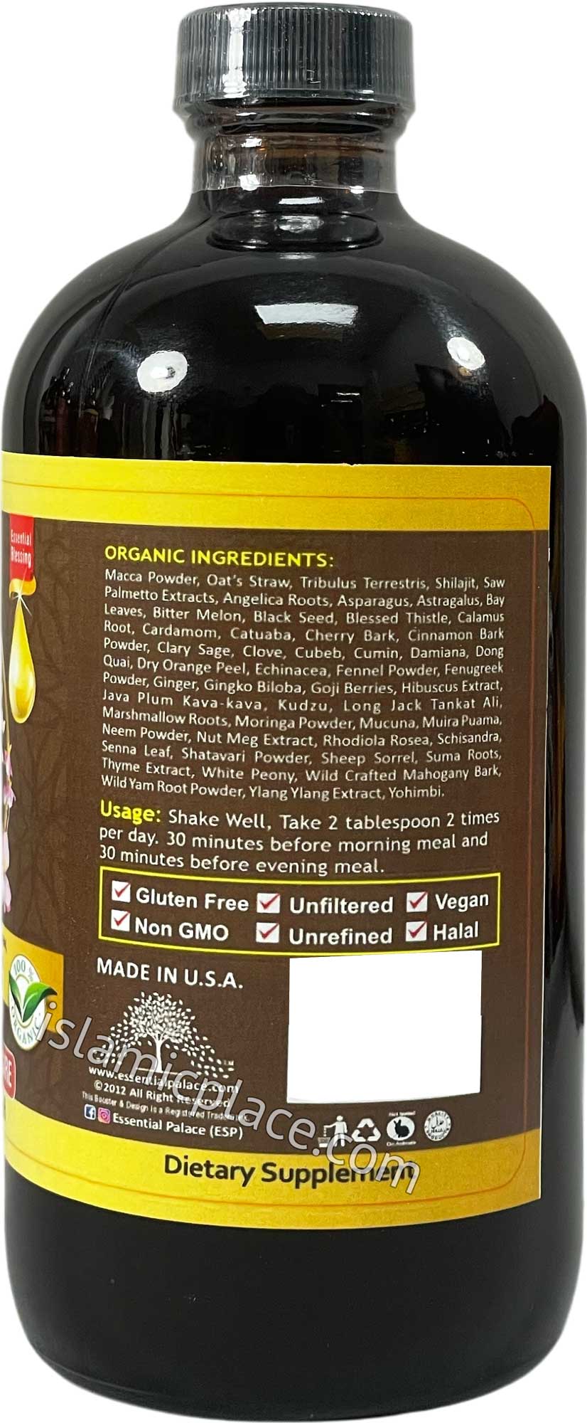 Organic Pink Max Orgasm Booster with Macca Powder, Oat's Straw, Tribulus Terrestris, Shilajit & Saw Palmetto Extract 16 oz