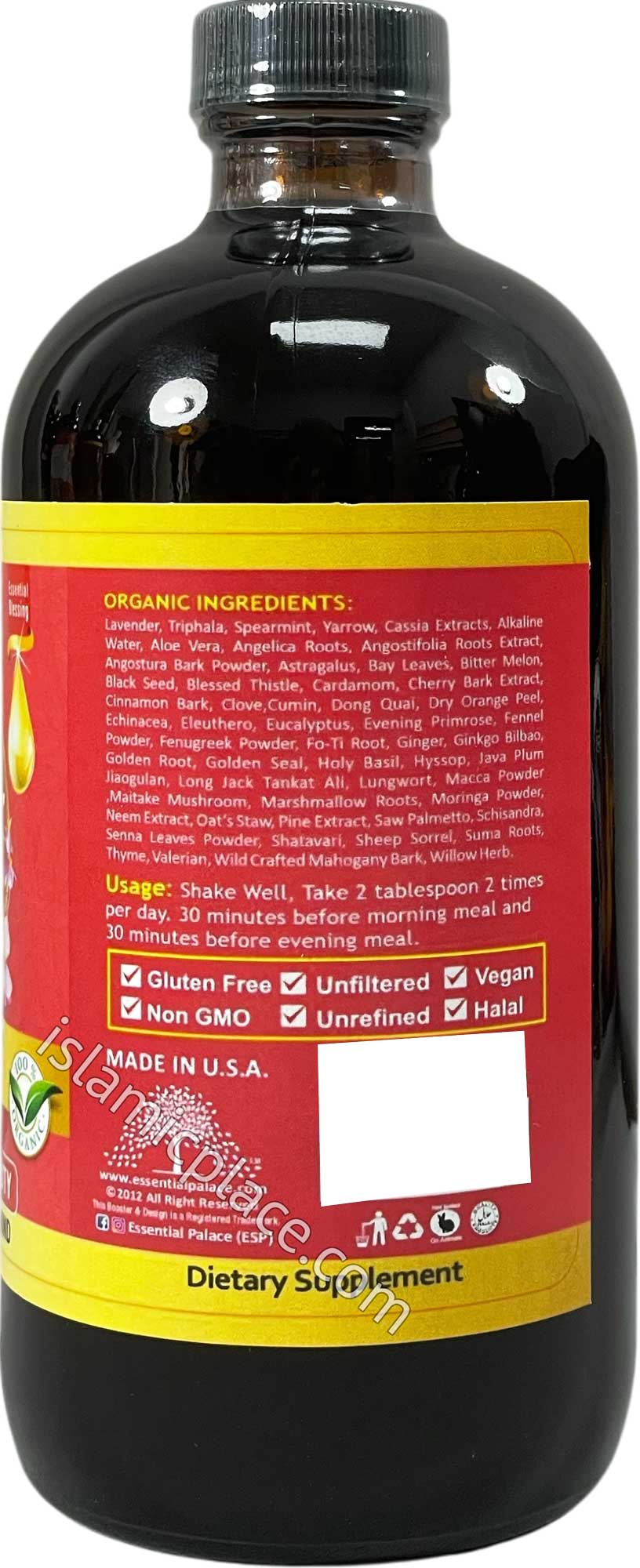 Organic Pink Stress Relief Booster with Lavender, Triphala, Spearmint, Yarrow & Cassia Extract 16 oz