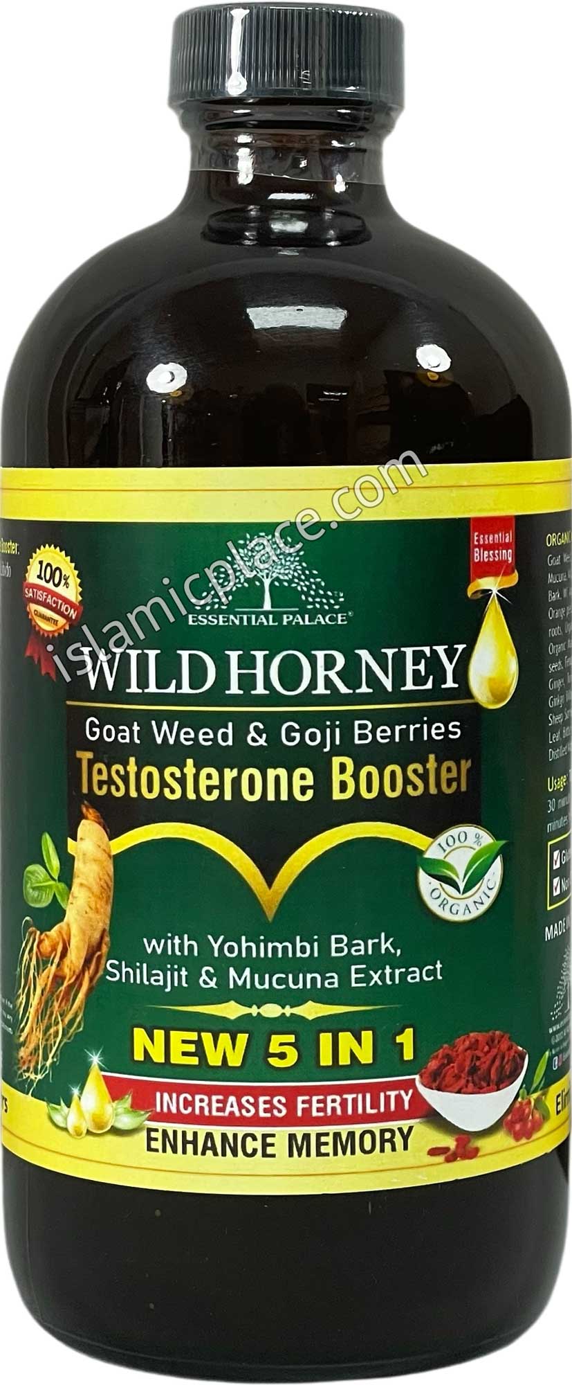 Wild Honey Goat Weed & Goji Berries Testosterone Booster with Yohimbi Bark, Shilajit & Mucuna Extract 16 oz