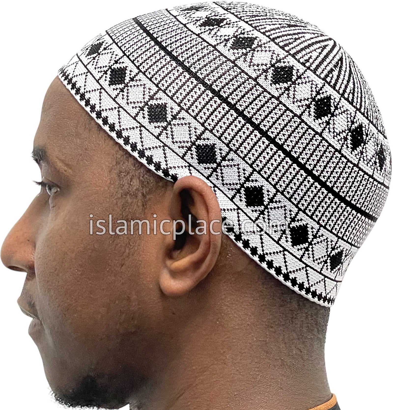 White and Black - Traditional Cotton Knitted Saud Designer Kufi