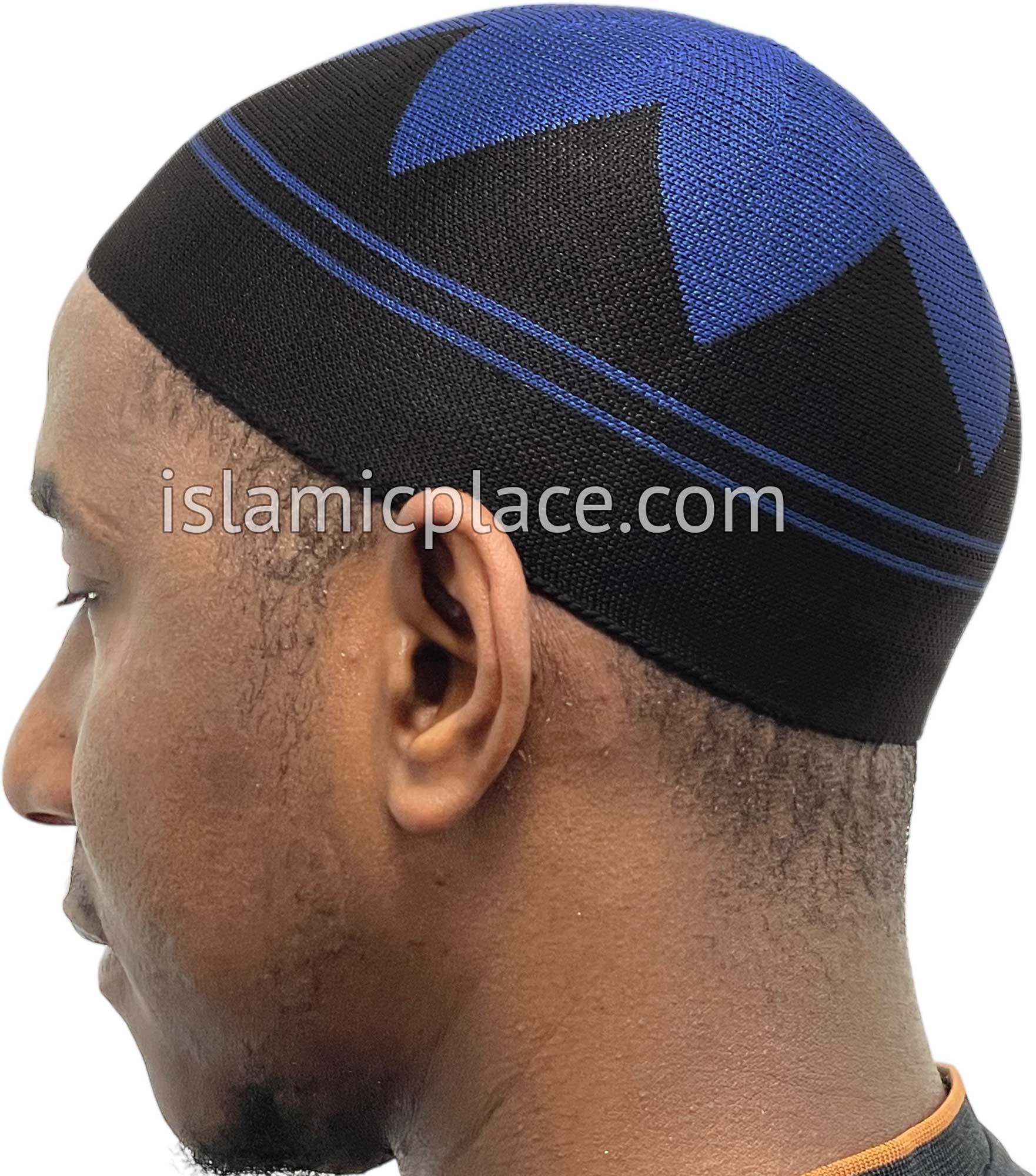 Black and Navy Blue - Elastic Knitted Safeer Designer Kufi