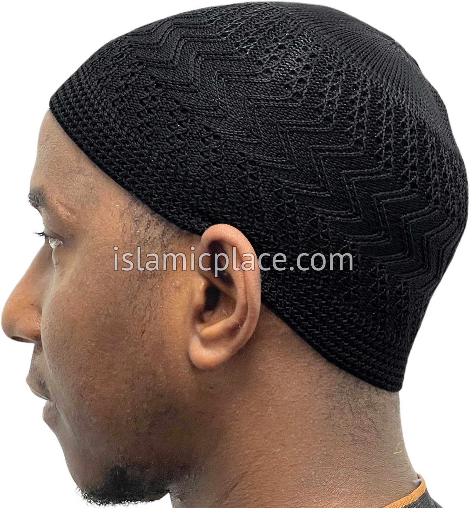 Black - Elastic Knitted Anas Designer Kufi