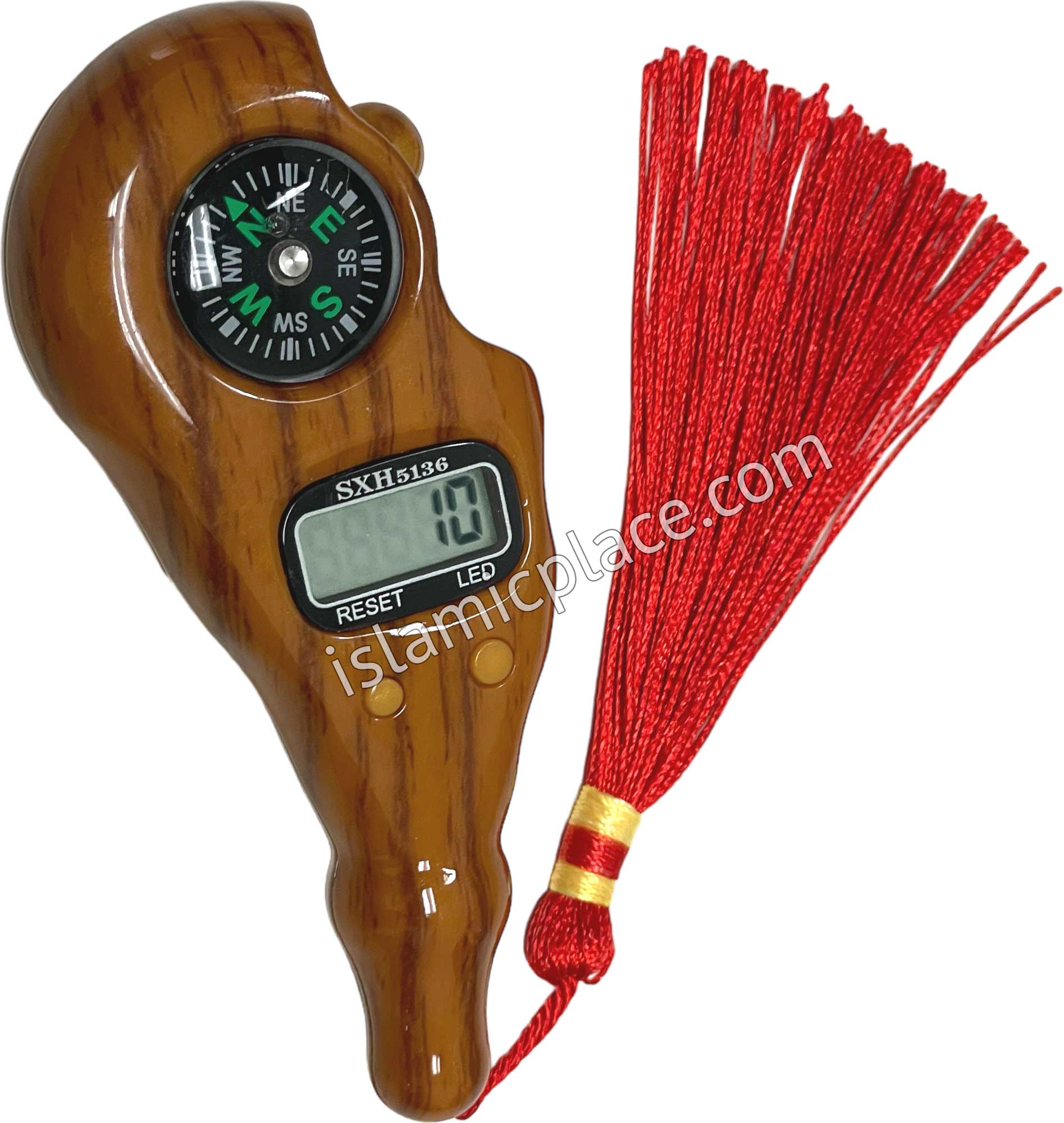 Light Wood Grain - Electronic Tasbih with Compass