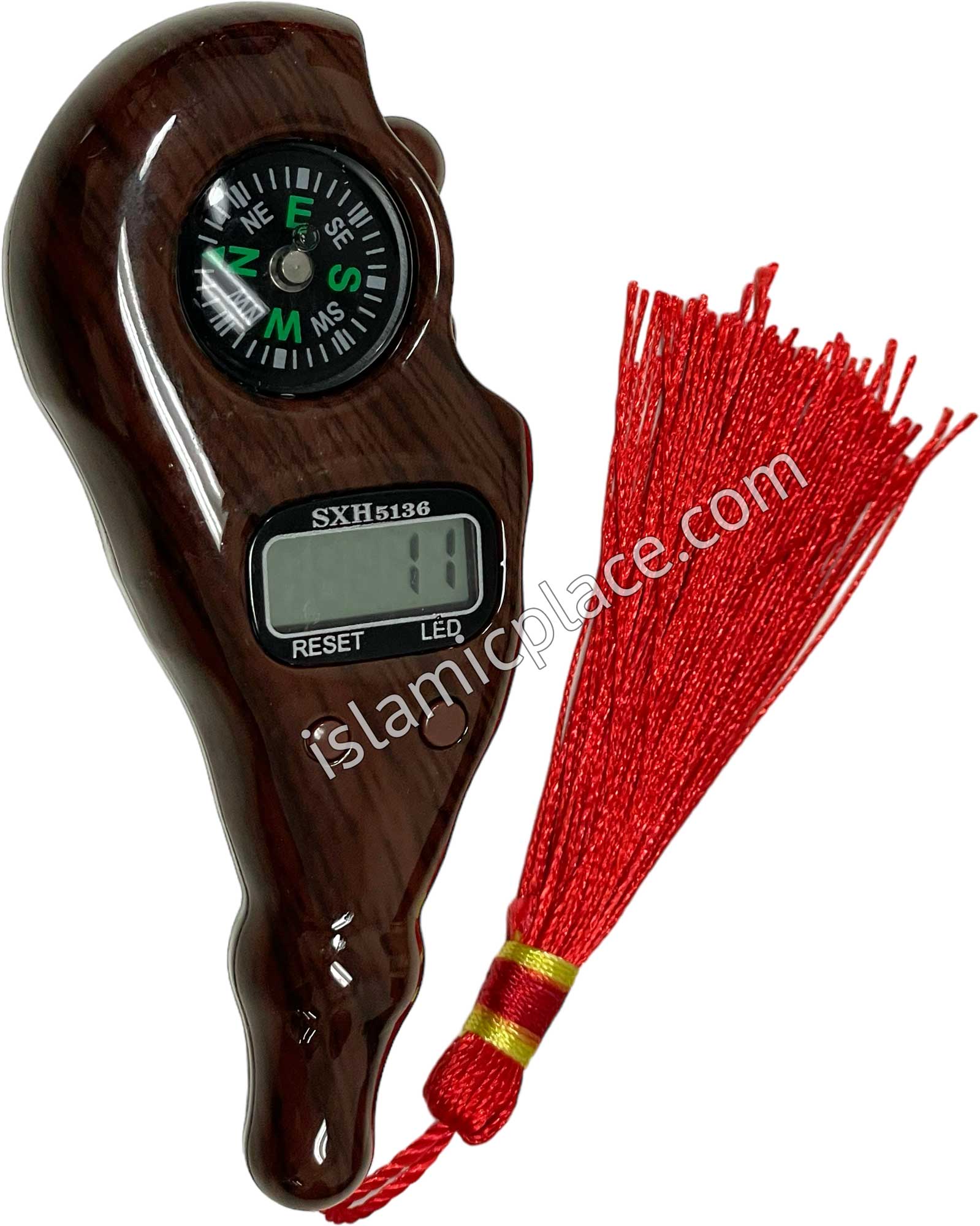Dark Wood Grain - Electronic Tasbih with Compass